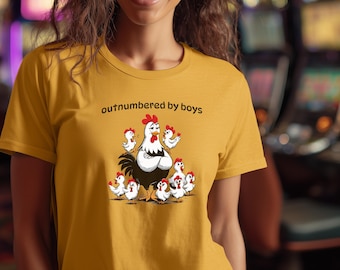 Outnumbered by Boys – Chicken | funny mom design, hen humor, Mother’s Day chicken art