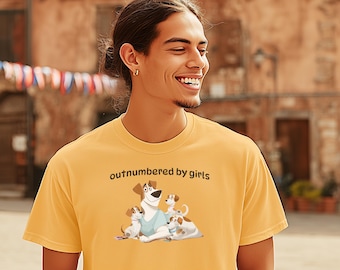Dog Dad Shirt – Outnumbered by Girls Humor, Father’s Day Dog Art