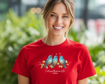 I Will Sing‑Three Birds‑Color1 | scripture bird artwork, faith illustration, worship nature design
