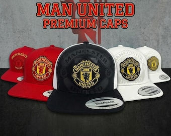 Manchester United Premium Snapback Caps – Embroidered Logo Flat Brim Hat for Men & Women | Adjustable Fit | Red, Black, White