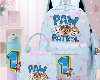 Paw Patrol Birthday Backpack Set, Custom Age Backpack, Personalized Paw Patrol School Bag, First Birthday Gift