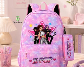 K-Pop Demon Hunters 2-Piece Backpack Set | Anime Style School Bookbag, Gift for Girls, Back to School