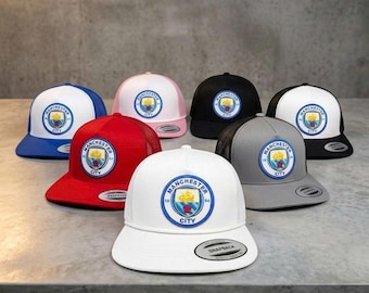 Manchester City F.C. Snapback Hat - Sky Blue Man City Trucker Cap - Premium Embroidered Football Fan Gift - Manchester City Logo Sports Hat