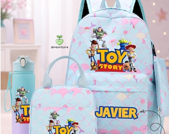 Personalized Toy Story Backpack Set, Custom Name School Bag, Lunch Bag Water Bottle Pencil Case, Kids Back to School Gift,Toy Story Backpack