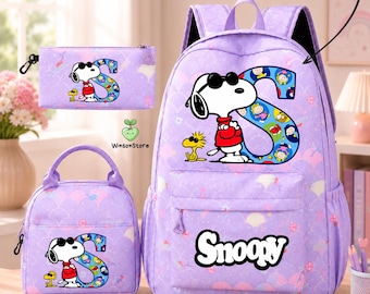3PC Personalized Snoopy Backpack Set, Disney Backpack, Back to School Book Bag, Disney Bag, Kids Backpack, Cute Snoopy Backpack