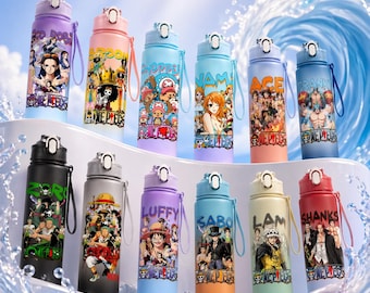 One Piece Water Bottle 750ml – Luffy Zoro Nami Chopper Ace Sabo Law Shanks Robin Franky Brook Anime Bottle