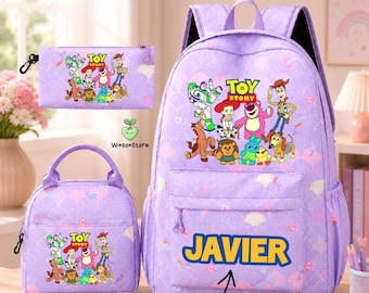 Personalized Toy Story Backpack Set 3pcs, Custom Name School Backpack, Toy Story Lunch Bag, Kids Backpack, Woody Buzz Lightyear Jessie Gift