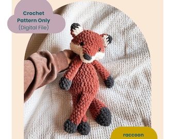 Mr. Fox Amigurumi Crochet Pattern – Woodland Nursery Toy – Raccoon MOD - Digital Download