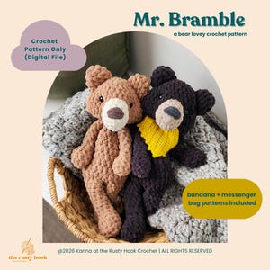 Mr. Bramble Crochet Pattern - Bear Lovey - PDF file - Spring - Woodland Nursery