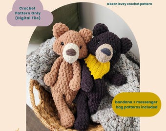 Mr. Bramble Crochet Pattern - Bear Lovey - PDF file - Spring - Woodland Nursery