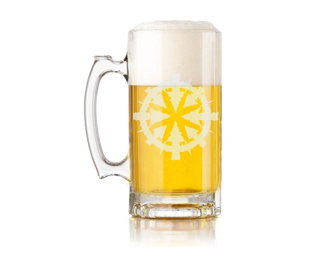 Etched Glass Beer Stein