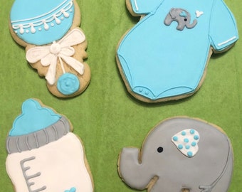 Baby Elephant Theme Cookies - 1 Dozen