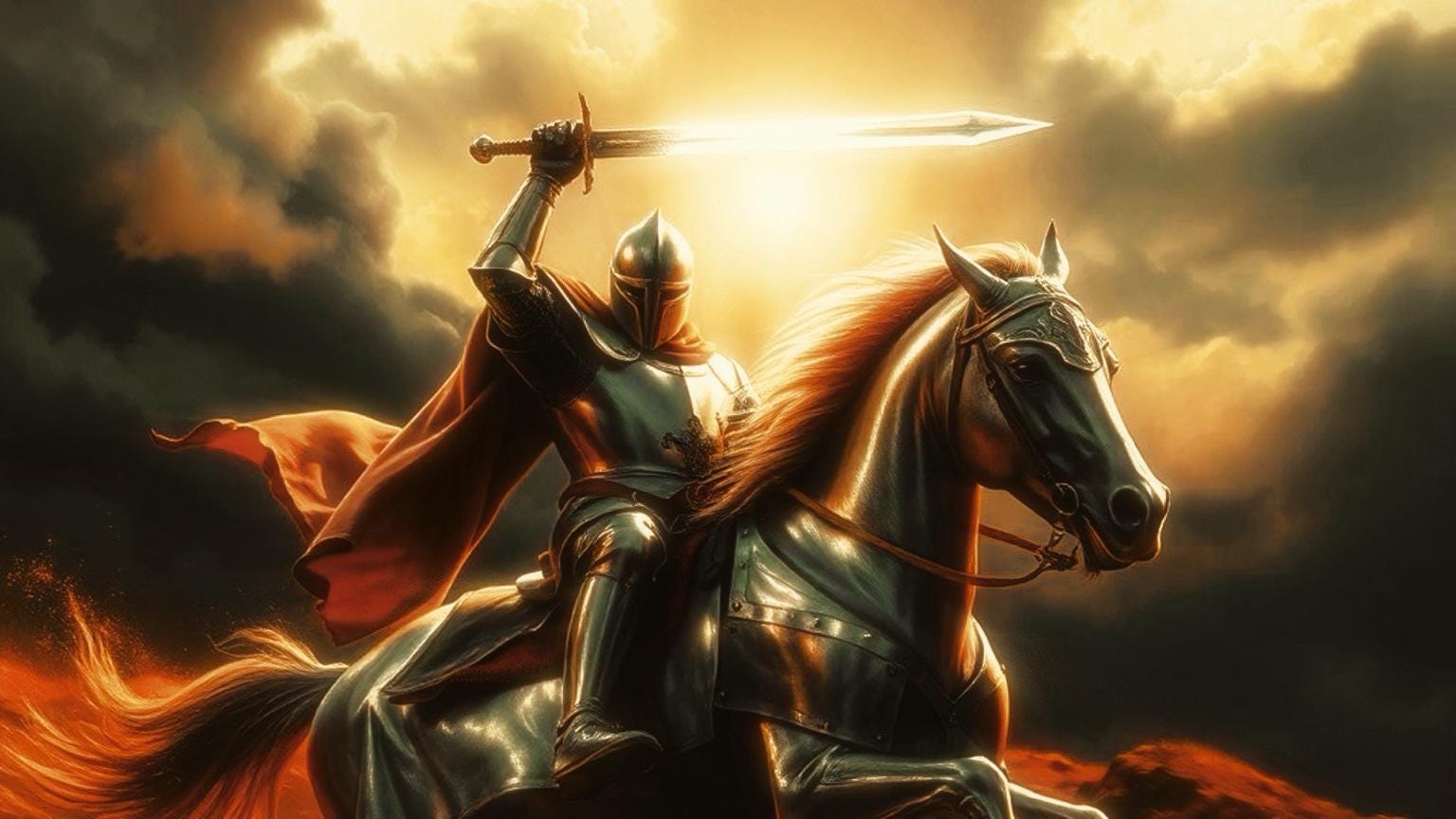 Knight in Shining Armor Riding a Horse Image to Download - Etsy