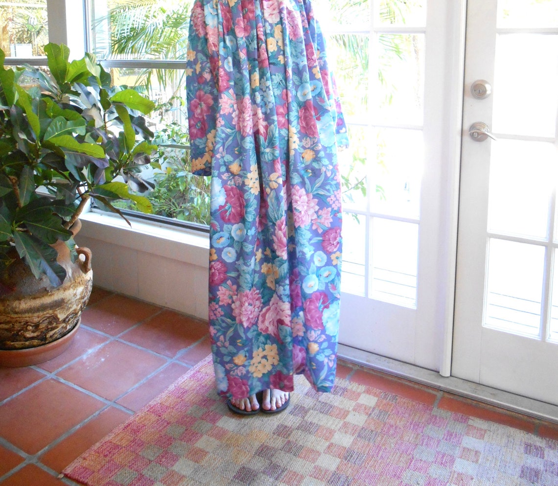 Vintage Peter Keyloun robe maxi floral flowing 1970's | Etsy