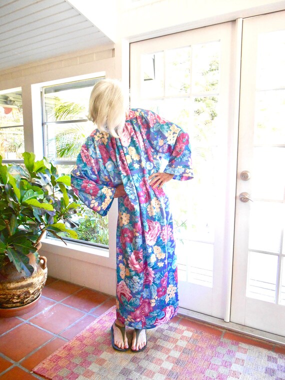 Vintage Peter Keyloun robe maxi floral flowing 197