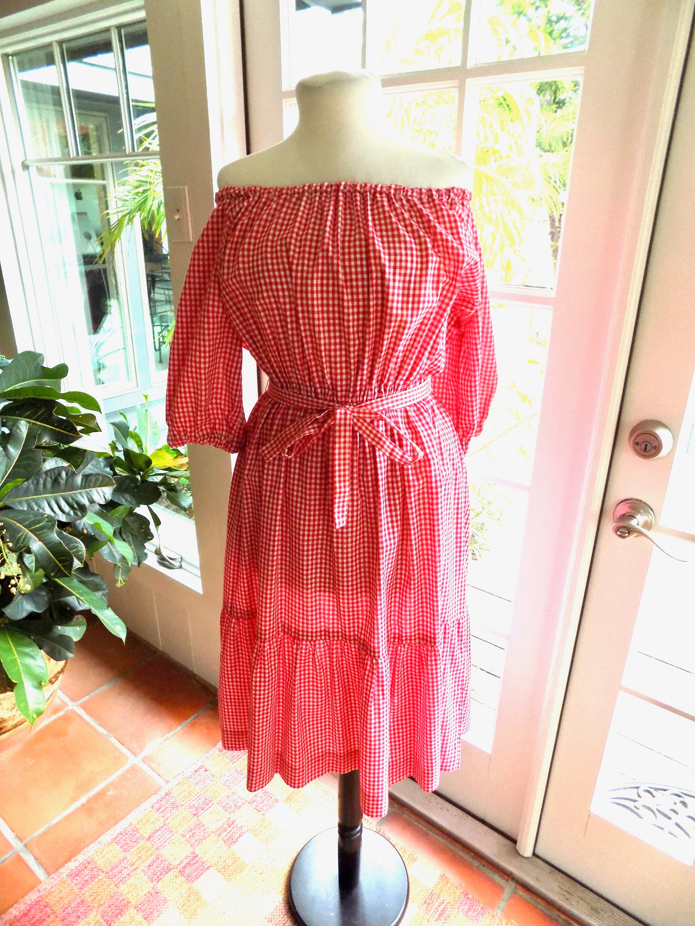 red and white gingham dress