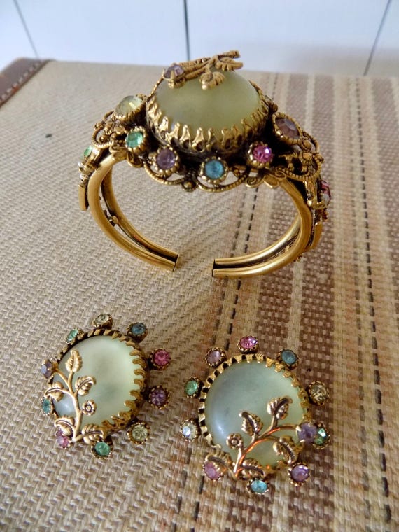 Vintage Selro cuff bracelet and matching clip earrings | Etsy
