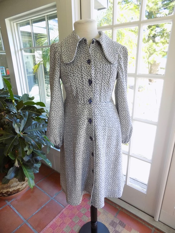 Vintage 60's dress mod big collar poly knit Carnab