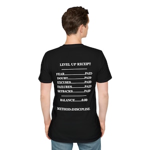 レベルアップ レシートTシャツ | モチベーションを高める規律フィットネスTシャツ