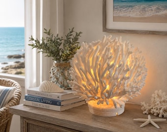 Warm Ambient Lamp, Matte PLA 3D-Printed Coral Design, 4 Height Options