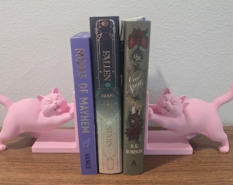 Bookends, 3D Printed Cat Design | Individual or Set, 18 Color Options