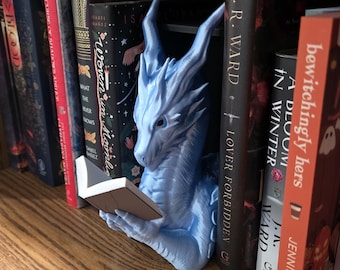 Dragon Reading Booknook, Fantasy Shelf Decor, Mythical Literary Accessory, Resin Bookend