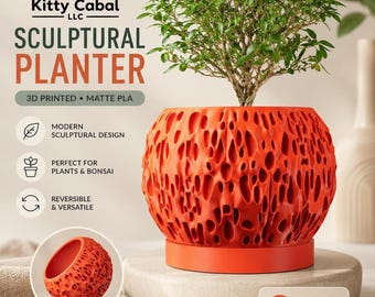 Houseplant Planter, Matte PLA 3D-Printed Sculptural Design