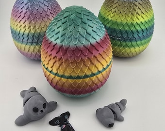 Pre-Stuffed Dragon Egg Surprise – Rainbow Scales, Fantasy Easter Basket Stuffer (5 Inch)