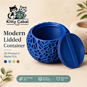 PLA Storage Box, 3D Printed Matte Finish with Secure Geometric Lid