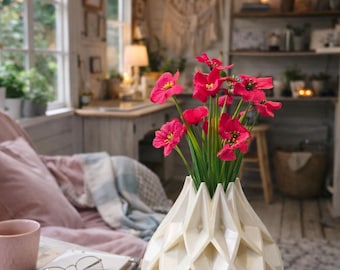 Geometric Honeycomb Vase | 3D Printed Matte PLA Modern Home Decor Holder