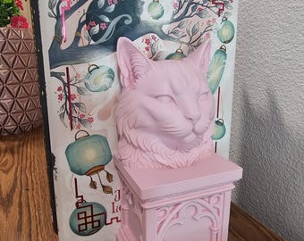 Cat Bookend for Book Lovers, Decorative Sculpture, Home Office Organizer