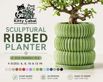 Plant Lover Decor Ribbed PLA Pot | 3D Printed
