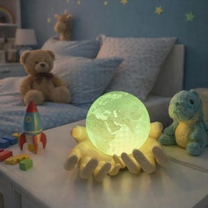 Weltkugellampe mit Händen, 3D-gedrucktes LED-Farbwechsellicht