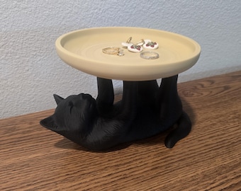 Jewelry Tray with Cat Base, Ring Dish, Whimsical Jewelry Holder, Gift for Pet Lovers