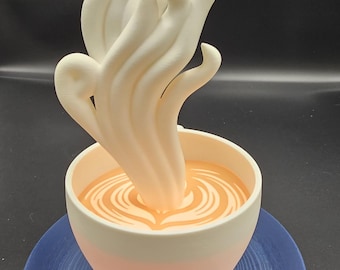 3D Printed Latte Lamp | Coffee Cup LED Light | Barista Gift, Modern Decor