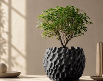 3D Printed Planter, PLA Dune Design with Organic Texture
