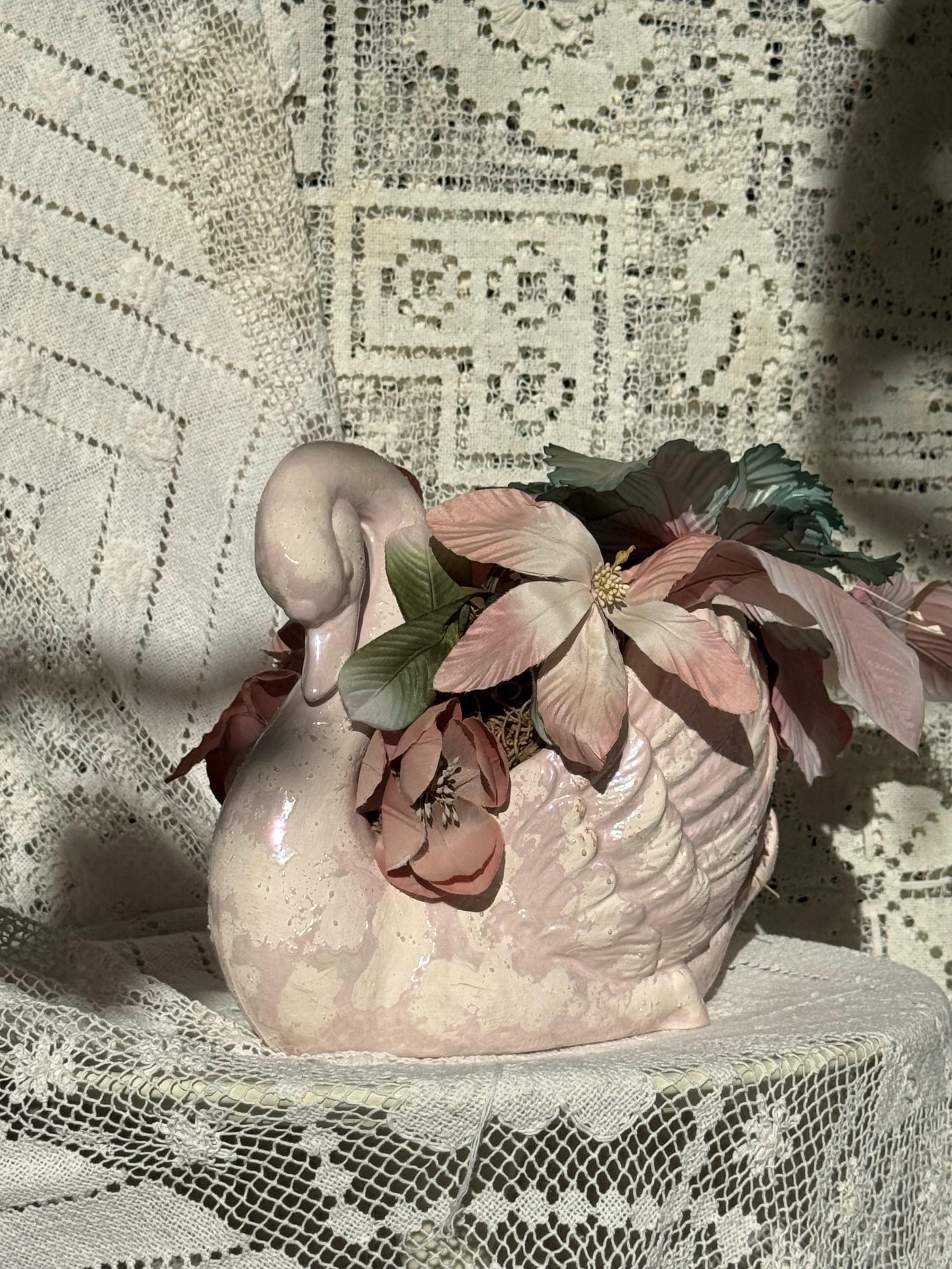 陶器の白鳥の花瓶 - Etsy 日本
