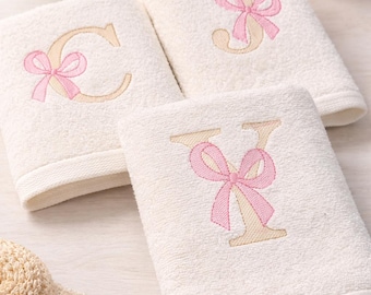 Essuie-mains brodé en coton personnalisé, décoration de salle de bain monogrammée, cadeau de mariage
