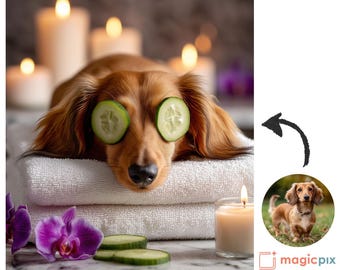 Custom Pet Portrait | Personalized Funny Pet Artwork From Photo | Spa Wall Art (Digital Download)