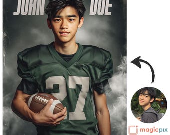 Personalized American Football Poster | Custom Athletic Portrait From Your Photo (Digital Download)