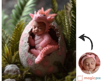 Custom Dragon Baby Portrait | Personalized Fantasy Newborn Art From Photo (Digital Download)
