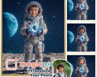 Custom Astronaut Kids Portrait from Photo | Space Adventure Photo Transformation | Personalized Galaxy Art Gift (Digital Download)