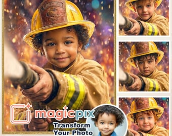 Custom Firefighter Portrait | Personalized Brave First Responder Art From Photo (Digital Download)