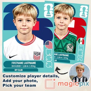 写真から作成するカスタムサッカートレーディングカード｜FIFAスタイルのパーソナライズされた選手カード｜任意の国を選択可能（デジタルダウンロード）