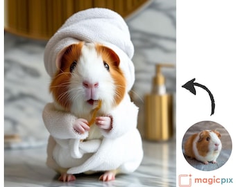Custom Pet Portrait | Personalized Funny Pet Artwork From Photo | Bathroom Wall Art (Digital Download)