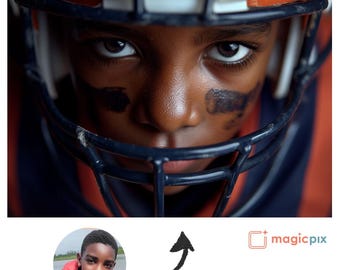 Youth Athlete Illustration | Custom Sports Portrait From Your Photo | American Football (Digital Download)