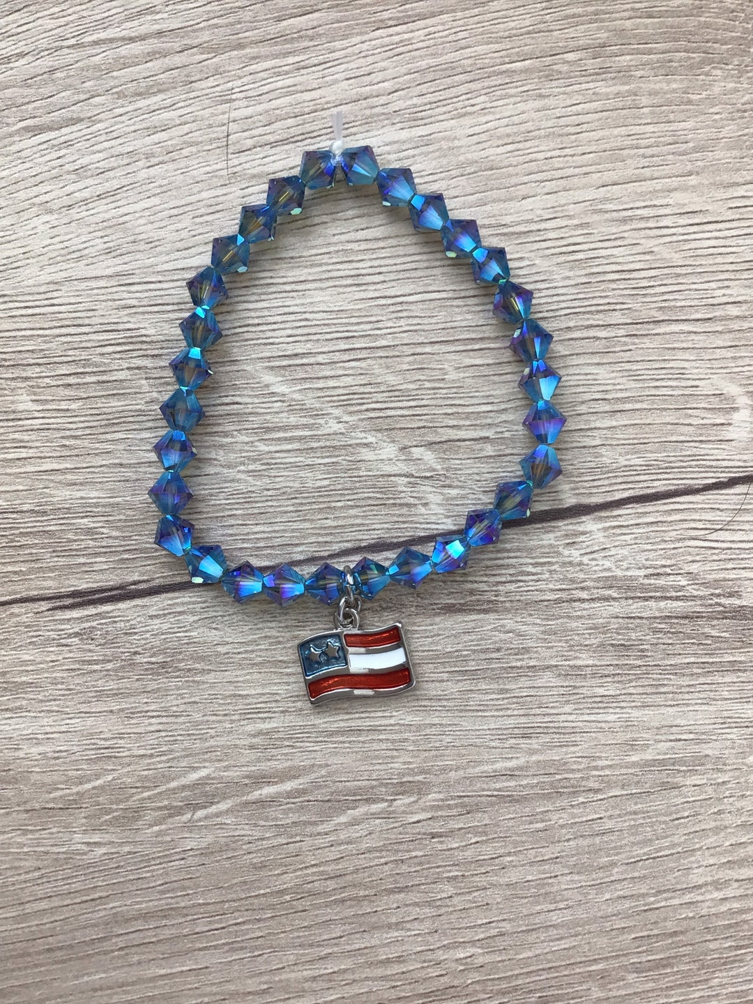 Patriotic Blue 4th of July Charm Stretch Bracelet Etsy