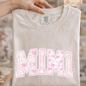 MIMI PNG – Patchwork Floral Grandma Shirt Design – Cute Embroidery Lace Style – Mothers Day Gift Sublimation File