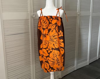 Retro Inspired Hawaiian Print Tube Top Dress // Summer// Small