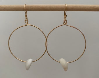 Puka Shell Earrings //  Gold Filled Shell Hoops // #2364
